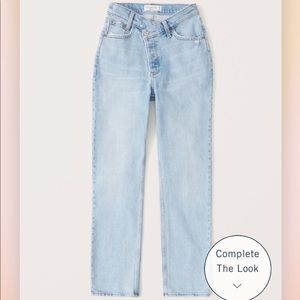 Abercrombie & Fitch Curve Love High Rise Dad Jean Asymmetrical button